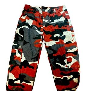 Red Black and White Cargo Pants